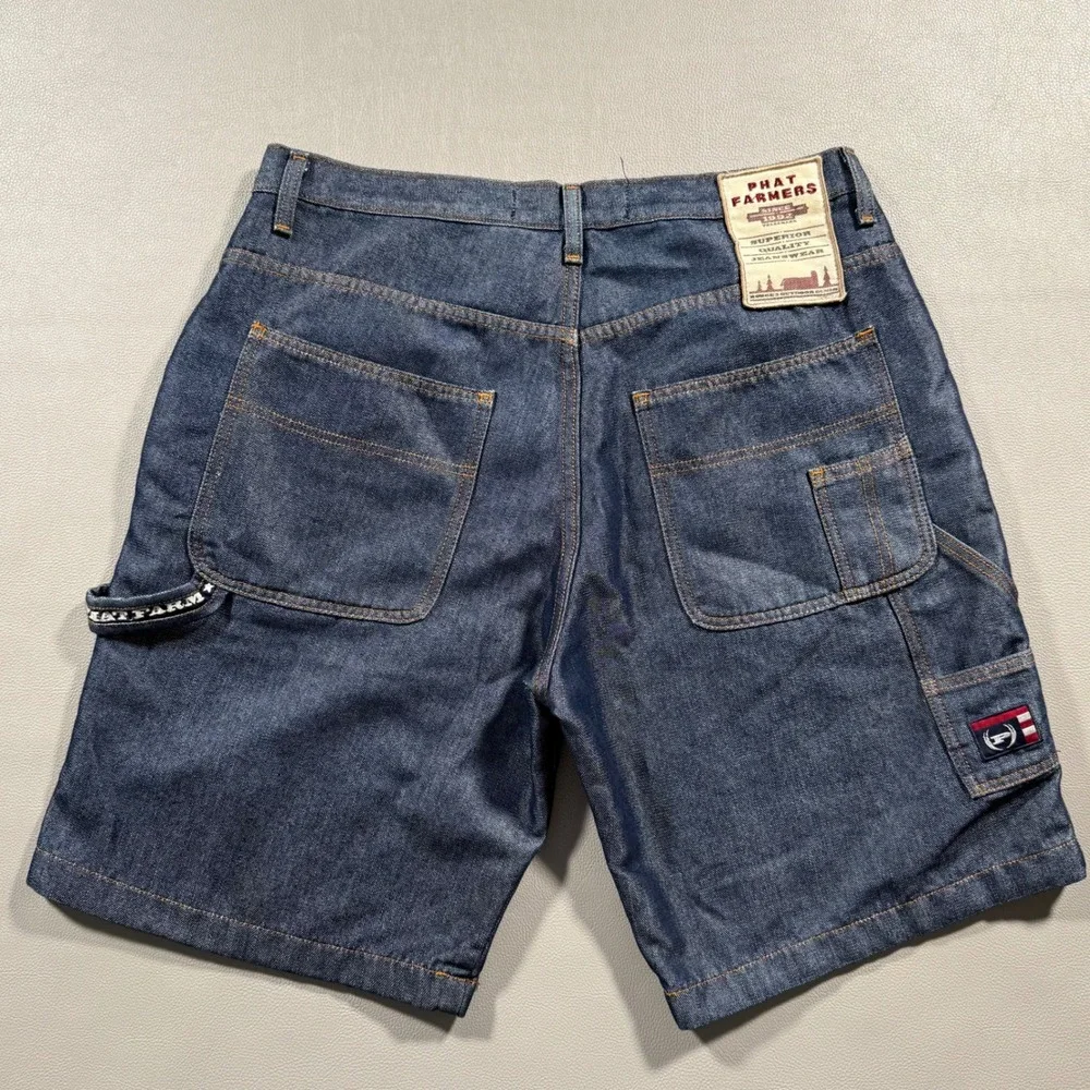 Vintage Phat Farm Mens‎ Denim Carpenter Shorts 36 Blue 100% Cotton Workwear